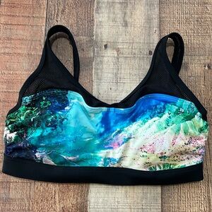 Athleta Palm Dolphin Cove Bikini Top 32B/C Multicolor Swim Bathing Suit Small